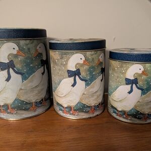 Set of 3 Vintage Decorative Duck Canisters